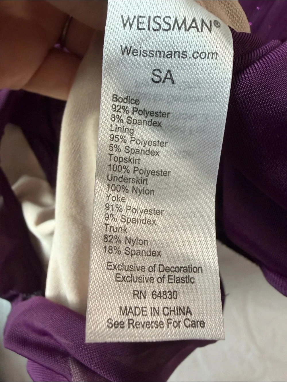 Weissman Purple Tulle Ballet Dress with Embellished Velvet Bodice